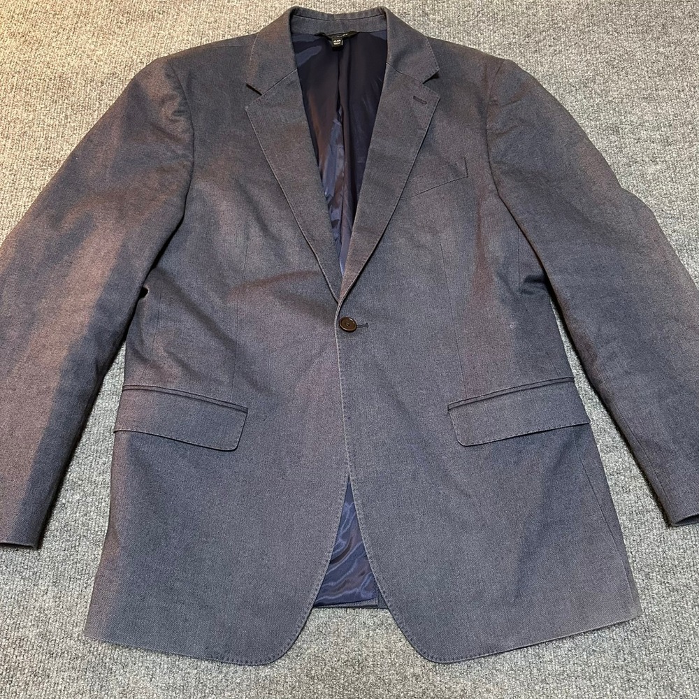 Banana Republic Mens 44R Slim Fit Blazer Blue Herringbone Profilo Italia‎ Coat
